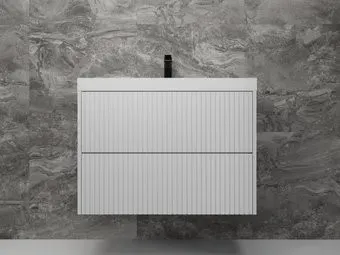 Symbolite Тумба под умывальник Стокгольм 80 Classic Push 2 ящика (подвесная, белый рифленый софт)