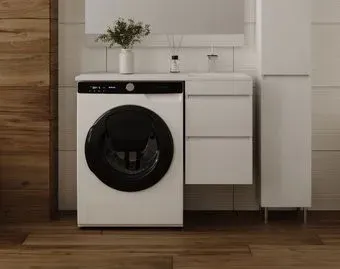 Symbolite Тумба с умывальником Даллас 100 Люкс Plus + Estetus Даллас 100x48 (подвесная, правый, эмаль белый)
