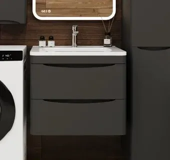 Symbolite Тумба под умывальник Бергамо мини 60 Люкс Plus 2 ящика + Каре Люкс Мини 60х35 (подвесная, черный)