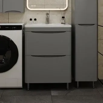 Symbolite Тумба под умывальник Бергамо мини 60 Люкс Plus 2 ящика + Каре Люкс Мини 60х35 (серый)