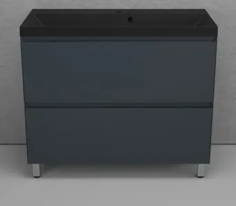 Symbolite Тумба под умывальник Манхэттен 100 Plus 2 ящика + Line 100x48 (графит/антрацит)