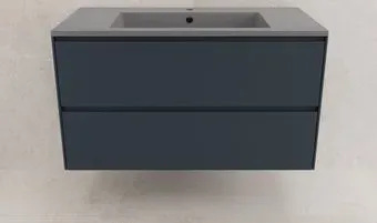 Symbolite Тумба под умывальник Лима 100 Line Plus 2 ящика + Line 100x48 (подвесная, графит/серый шелк)