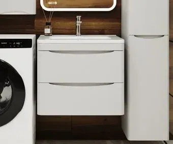 Symbolite Тумба под умывальник Бергамо мини 60 Люкс Plus 2 ящика + Каре Люкс Мини 60х35 (подвесная, белый)