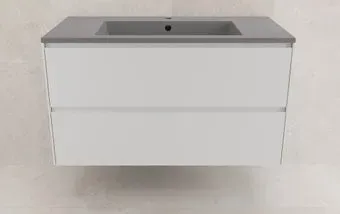 Symbolite Тумба под умывальник Лима 100 Line Plus 2 ящика + Line 100x48 (подвесная, белый матовый/серый шелк)
