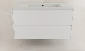 Symbolite Тумба под умывальник Лима 100 Line Plus 2 ящика + Line 100x48 (подвесная, белый матовый/жасмин)
