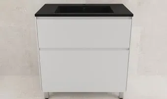 Symbolite Тумба под умывальник Лима 80 Line Plus 2 ящика + Line 80x48 (белый матовый/антрацит)