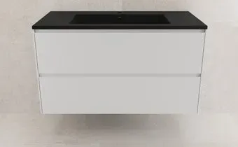 Symbolite Тумба под умывальник Лима 100 Line Plus 2 ящика + Line 100x48 (подвесная, белый матовый/антрацит)