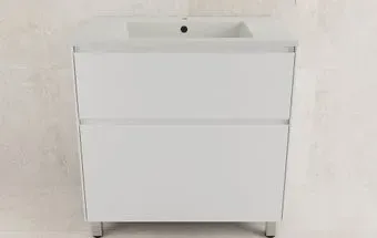 Symbolite Тумба под умывальник Лима 80 Line Plus 2 ящика + Line 80x48 (белый матовый/жасмин)