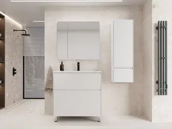 Symbolite Тумба под умывальник Лима 80 Line Plus 2 ящика + Line 80x48 (белый матовый)