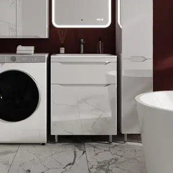 Symbolite Тумба под умывальник Марелла 60 Люкс Plus 2 ящика + Марелла Люкс 60х40 (белый глянец)