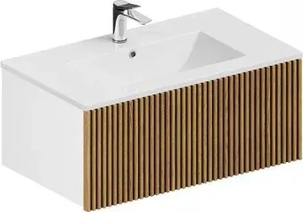ЗОВ Тумба с умывальником Кито 100 K100LW0MRM-OL100 (белый/тростник)