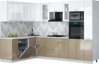 Интерлиния Мила Gloss 1.896х2.88 (капучино глянец/белый глянец/опал светлый)
