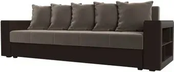 Лига диванов Дубай Лайт 114374 (велюр коричневый/экокожа коричневая)