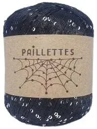 Wool Sea Paillettes 154 50 г 275 м (черный с серебряными пайетками, 4 мотка)