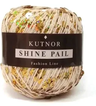 Kutnor Shine Pail 150 50 г 120 м (кремовый с пайетками золото голографик)