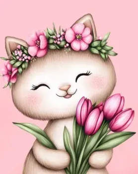 Феникс+ Кошечка с тюльпанами 70792