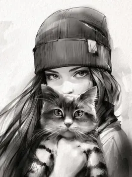Феникс+ Девушка с котом. Осень 70850