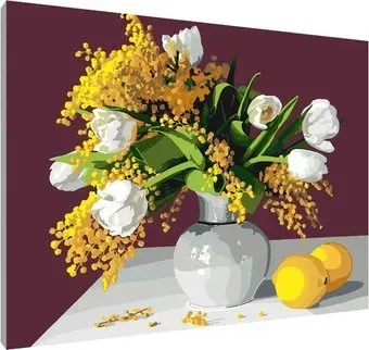 PaintLine Тюльпаны с мимозами на столе PL-00116