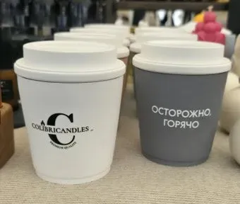 COLIBRICANDLES в стакане с крышкой из гипса 200 мл в коробке (аромат Свежесваренный кофе)