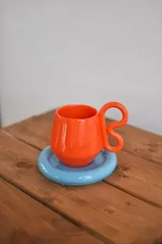 Ceramicmay с блюдцем 250 мл (цветной)