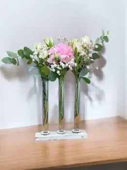 Florbox Деревянная для композиций на 3 колбы 18.5x4x2 см (белый/обжиг)