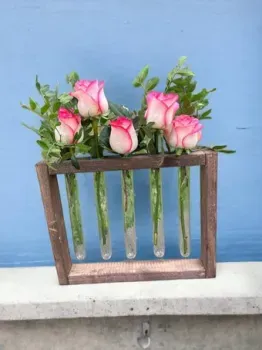 Florbox Деревянная низкая на 5 колб 24x30 см (орех)