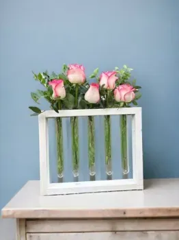 Florbox Деревянная низкая на 5 колб 24x30 см (белый)