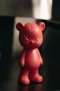 К.РАМА Мишка кожаный Kaws & Bearbrick (малиновый)