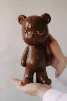 К.РАМА Мишка кожаный Kaws & Bearbrick (коричневый)
