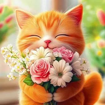 Феникс+ Котенок с букетом 71438