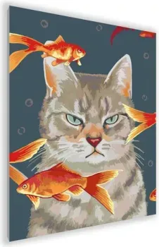 PaintLine Кот с золотыми рыбками PL-00134