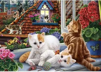 Рыжий кот Котята на крыше НД-0515