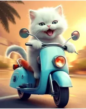 Рыжий кот Котенок на мопеде НД-0587