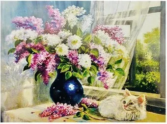 Darvish Букет сирени и котенок DV-9517-2