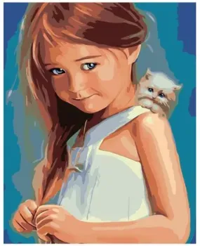 SLAVINA Девочка и котенок KTMK-girlwithcat