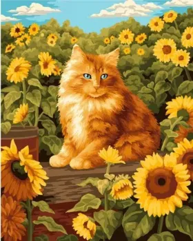 Wizardi Кот в подсолнухах W025R