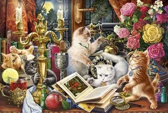 Рыжий кот Веселые котята на столе ХК-090