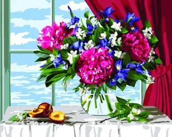 Три совы Пионы и персики КХ_44150