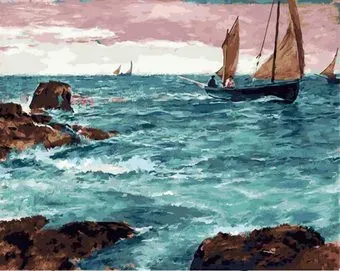 PaintBoy Лодка с парусами на берегу GX34496
