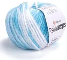 Yarnart Raindrops 2917 50 г 115 м (бирюза с белым)