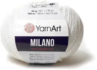 Yarnart Milano 851 50 г 130 м (белый)