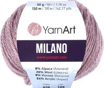 Yarnart Milano 858 50 г 130 м (вялая роза)