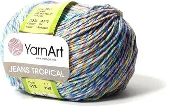Yarnart Jeans Tropical 618 50 г 160 м (голубой; желтый)