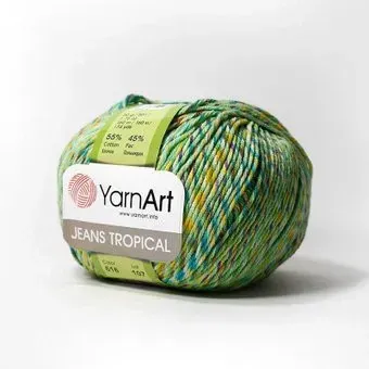 Yarnart Jeans Tropical 616 50 г 160 м (зеленый; желтый)