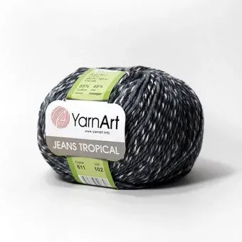 Yarnart Jeans Tropical 611 50 г 160 м (черный; серый)
