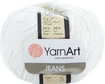 Yarnart Jeans 01 50 г 160 м (белый)