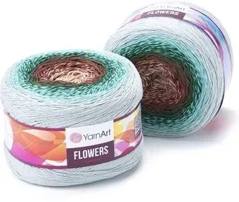 Yarnart Flowers 318 250 г 1000 м (белый; зеленый; коричневый)
