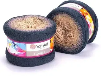 Yarnart Flowers 297 250 г 1000 м (синий; сиреневый; оранжевый)