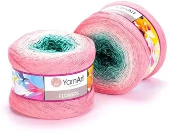 Yarnart Flowers 292 250 г 1000 м (розовый; белый; зеленый)