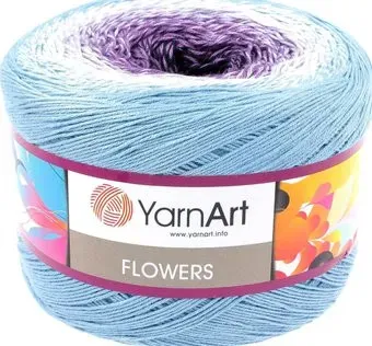 Yarnart Flowers 264 250 г 1000 м (голубой; белый; фиолетовый)